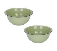 TOYANDONA Cuencos Esmaltados Retro Vintage 2 Piezas Cuencos de Esmalte Verde Grueso 16 Cm Diámetro Interior y Alimentos Multifuncionales para Cocina y Hogar