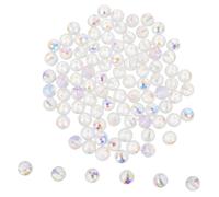 TOYANDONA Cuentas de Cristal Facetado Transparente Ab 100 Piezas de Vidrio Redondas 8×7 MM para Pulseras Collares y Bisutería DIY Cuentas Espaciadoras Sueltas para Manualidades