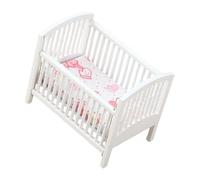 TOYANDONA Cuna De Muñecas De Madera Blanca Accesorio Decorativo para Casa De Muñecas Diseño Vintage Europeo Juguete Seguro y Fácil De Mantener
