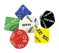 TOYANDONA Dados de Juego Pequeños de Plástico Multicolor, Set de 6 Piezas Valores Individuales (Unidad, Decena, Centena, Millar, Diez Mil y Cien Mil) para Fiestas, Juegos de Color Aleatorio