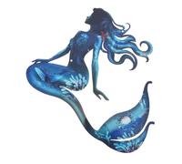 TOYANDONA Decoración de Pared de Metal Forma de Sirena, Adorno para Patio y Jardín, Hierro Azul, Instalación Fácil