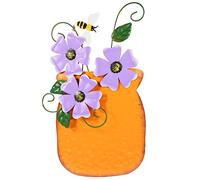 TOYANDONA Decorativo Macetero De Hierro Colgante Pintado Adorno Mural Tridimensional Para Jardín y Hogar Macetas De Pared Resistentes y Elegantes Color Naranja