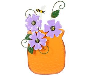 TOYANDONA Decorativo Macetero De Hierro Colgante Pintado Adorno Mural Tridimensional Para Jardín y Hogar Macetas De Pared Resistentes y Elegantes Color Naranja