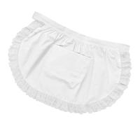 TOYANDONA Delantal de Media Cintura para Mujer en Color Claro con Encaje de Algodón Transpirable, Bolsillo Grande y Lazo Ajustable, Adecuado para Cocina, Restaurante y Camarera