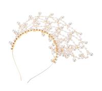 TOYANDONA Diadema Bohemia de Malla Perlas Falsas Doradas, Accesorio Vintage para Boda y Fiesta, Banda Pelo Versátil y Cómoda para Mujer, Tocado Elegante Estilo Retro