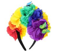 TOYANDONA Diadema Floral Mexicana Flores Artificiales Multicolor Tocado para Mujer y Niña Corona de Flores para Fiesta Día de Muertos Halloween y Cosplay Accesorio Tradicional para