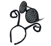 TOYANDONA Diadema y Gafas de Insecto Negras para Fiesta, Diadema con Antenas de Hormiga, Accesorio Liviano de Plástico y Tela para Cosplay y Disfraces, Tamaño Único para Adultos