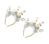 TOYANDONA Diademas de Año 2026 Purpurina Dorada y Estrellas, 2 Piezas, Banda Pelo para Nochevieja y Fiestas, Accesorios de Fiesta para Mujeres y Niñas, Ligera y Antideslizante