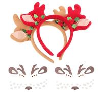TOYANDONA Diademas de Reno Cuernos 3d Realistas para Eventos Festivos, Tamaño, Ligeras, Paquete de 4 Piezas para Fotos Navideñas y Disfraces