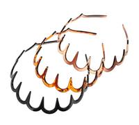 TOYANDONA Diademas Dentadas de Plástico 3 Piezas para Mujer, Diadema Elástica Peine de Dientes para Lavado Facial, Deporte y Uso Diario, Colores Marrón, Negro y Café Oscuro Diseño Floral