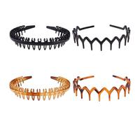 TOYANDONA Diademas que No Daña el Cabello Retro Sencillas Negro Antideslizantes de Plástico 4 Piezas, Diseño Seguro para Mujer Ideales para Uso Diario y Compromisos