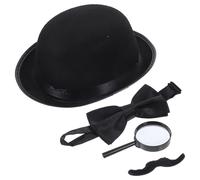 TOYANDONA Disfraz de Detective para Fiesta 1 Set Sombrero, Bigote, Lupa y Pajarita, Accesorios de Cosplay Ligeros y Cómodos para Juego de Simulación y Disfraces de Misterio