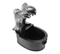 TOYANDONA Dispensador Fuente Decorativa de Resina Doble Pez y Flujo de Agua Circular, Diseño Artístico para Jardín, Interior y Exterior, Accesorio para Peceras y Decoración de Patio