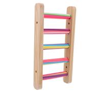TOYANDONA Escalera de Juguete para Loros de Madera Acabado Liso, 3 Piezas en Colores Vivos, Estructura para Trepar y Ejercitar Pájaros Medianos y Grandes, Accesorio para Jaulas de Pájaros,