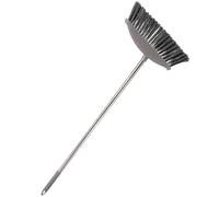 TOYANDONA Escoba de Limpieza Suelo de Acero Inoxidable, Pelo | Cabezal Plano y Biselado, Mango Largo, Recoge Pelo, para Baño, Patio y Hojas en Superficies Duras