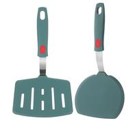 TOYANDONA Espátulas de Silicona para Cocinar 2 Piezas Verde Oscuro Ranuradas y Flexibles Resistentes al Calor Antiadherentes Ideales para Panqueques Pescado y Tortillas en Cocina