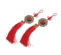 TOYANDONA Espejo Bagua Colgante 2 Piezas 4.8 Cm Feng Shui Tradicional Chino Símbolos Cinco Elementos y 12 Signos Zodiacales, Decoración para Puerta, Jardín y Recibidor, Adorno