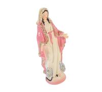 TOYANDONA Estatua Virgen María Pequeña De Resina Lisa, Decoración Religiosa Artesanal, Figura De Escritorio para Hogar y Oficina, Adorno Compacto Color Rosa