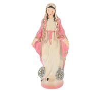 TOYANDONA Estatua Virgen María Resina Compacta, Figura Religiosa Artesanal Rosa, Decorativa para Escritorio y Hogar, Adecuado para Regalos y Ambientes Religiosos