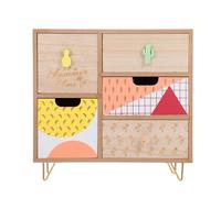 TOYANDONA Estuche de Almacenamiento de Madera 5 Compartimentos, Gabinete Cajones para Cosméticos y Joyas, Caja Organizadora Práctica para Uso Doméstico y Escritorio, Diseño Compacto Madera