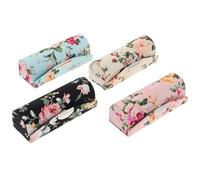 TOYANDONA Estuche para Pintalabios Estilo Retro Flores Bordadas, 4 Unidades, Tela Delicada, Espejo y Botón Superior, Fácil de Llevar y Protege los Labiales