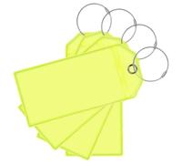 TOYANDONA Etiquetas para Equipaje Fluorescentes Verdes Set de 4 Unidades Borde de Acero Inoxidable y Anilla de Alambre Resistente Etiquetas de PVC Reutilizables para Maletas y Cruceros