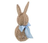 TOYANDONA Figura de Conejo de Pascua Tejido a Mano de Ratán Azul de 30 Cm, Decoración Rústica de Centro de Mesa Primaveral para Hogar y Fiesta, Adorno Artesanal de Conejito de Pascua