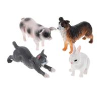 TOYANDONA Figuras Realistas de Animales de Granja Miniatura Set de 4 Piezas de Plástico Resistente Juguetes Educativos para Pequeños Adornos para Fiestas Navideñas y Decoración de