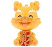 TOYANDONA Figurita de Dragón de Resina con Cabeza Móvil Decoración Pequeña de Zodiaco para Escritorio y Coche Adorno Amarillo para Año
