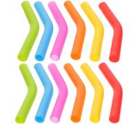 TOYANDONA Fundas para Pajitas de Acero Inoxidable 24 Piezas, Puntas de Silicona Coloridas 8 Mm Diámetro, Cubiertas Reutilizables para Pajitas Metálicas en Reuniones y Picnic