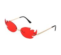 TOYANDONA Gafas de sol sin montura con diseño de llamas rojas para fiestas y Halloween, visión amplia, uso cómodo, 1 par, para mujeres y hombres