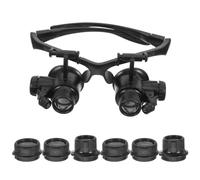 TOYANDONA Gafas Lupa de Cabeza con Luz LED para Reparación de Relojes y Joyería, Lente Acrílico 10x 15x 20x 25x, Diseño Cómodo con Diadema Negra para Trabajos Precisos