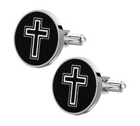 TOYANDONA Gemelos de Acero con Diseño de Cruz Negra 1 Par de Gemelos Decorativos para Camisa de Hombre Cierres para Ropa Elegantes y Versátiles para Formales y Casuales