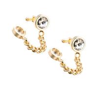 TOYANDONA Gemelos de Camisa Masculinos Dorados Cristal Redondos 1 Par Joyería Elegante para Fiestas Bodas y Reuniones Formales