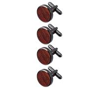 TOYANDONA Gemelos de Madera Redondos Acabado Fino y Resistente al Desgaste 2 Pares, Diseño Único y Simple para Camisa Francesa de Hombre