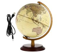 TOYANDONA Globo Terráqueo Antiguo Decorativo de 20 Cm con Luz Led, Herramienta Didáctica de Inglés para Escritorio, Lámpara USB para Oficina, Dormitorio y Aprendizaje Educativo