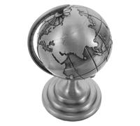 TOYANDONA Globo Terráqueo Giratorio Decorativo Vintage Mini de Metal Gris para Escritorio de Oficina Adorno Pequeño y Base Estable para Decoración Retro y Obsequio Elegante
