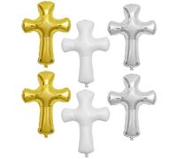 TOYANDONA Globos de Lámina en Forma de Cruz para Bautizo y Comunión, 6 Piezas Gigantes, Adornos para Fiestas Infantiles y Eventos Religiosos