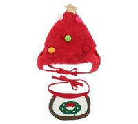 TOYANDONA Gorro Navideño para Mascota Bandana Ajustable Sombrero Rojo Pompones y Protector de Cuello Verde para Perros y Gatos Pequeños de 4 a 75 Kg Accesorio para Disfraces y Fotos