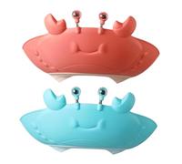 TOYANDONA Gorros de Ducha Pack de 2 Unidades Impermeables en Silicona Diseño Ajustable y Forma de Cangrejo en Rojo y Azul para Niños para Baño Seguro y Cómodo