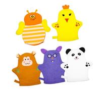 TOYANDONA Guantes de Baño Exfoliantes para Bebés y Niños 5 Piezas de Algodón Diseño de Dibujos Animados para Limpieza E Hidratación Hora del Baño Varios estilos
