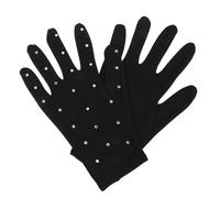 TOYANDONA Guantes de Patinaje Artístico Negros Opacos para Talla L, con Decoración de Gemas de Imitación, Aislantes Térmicos y Diseño Fácil de Poner para Competiciones de Invierno