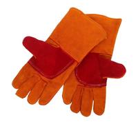 TOYANDONA Guantes de Soldadura de Piel de Vaca, Guantes de Soldador Naranjas, Flexibles y Resistentes al Desgaste, para Entornos Profesionales y Soldadura Mig