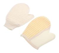 TOYANDONA Guantes Exfoliantes Naturales para Ducha 2 Piezas Mezcla Algodón y Lino Sisal para Exfoliación Corporal Eficaz Tamaño 25X17 CM y 21X18 CM Ideales para Spa y Baño