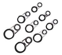 TOYANDONA Guías de Cañas de Pescar Negras, Kit Reparación Anillas | Acero al Carbono y Cerámica, Superficie Oxidada, Anti Enredos, para Spinning y Telescópicas