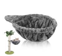 TOYANDONA Hamaca para árbol rascador para gatos, marco de hierro reforzado de 41 cm, cesta nido para gatos, cama colgante de felpa suave para torres de escalada y árboles rascadores hechos a mano