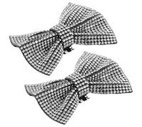 TOYANDONA Hebillas de Zapatos de Cristal Desmontables Gemas de Imitación, Lazo Negro Brillante, Adornos Elegantes para Tacones Altos, Clips para Zapatos de Fiesta y Boda, 1 Par