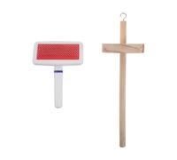 TOYANDONA Herramienta para Mascotas Doble Función de Madera, Peine para Quitar Pelo de Gatos y Perros, Huso Manual para Tejer Cuerda de Bricolaje, Suministro para Manualidades Pelo, Aseo