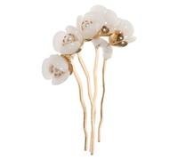 TOYANDONA Horquilla China Vintage de Jade Blanco Diseño de Pétalo | Adorno Tradicional para Mujeres, Adecuado para Moños y Cabello Grueso, Peine Incluido