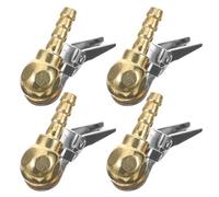 TOYANDONA Inflador de Neumáticos con Clip de Bloqueo Metálico Dorado Adaptador para Bomba de Aire Mandril de 4 Piezas para Coche Camión y Vehículos Rv Conexión Rápida y Sellado